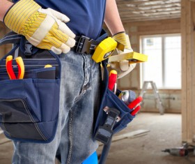 Belt Toolkit for construction workers Stock Photo