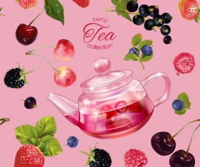 Berry tea seamless pattern vector