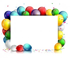 Birthday card with colored balloons and blank paper vector 05