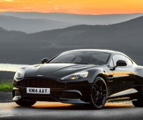 Black Aston Martin sports car Stock Photo