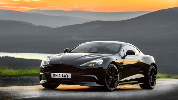 Black Aston Martin sports car Stock Photo