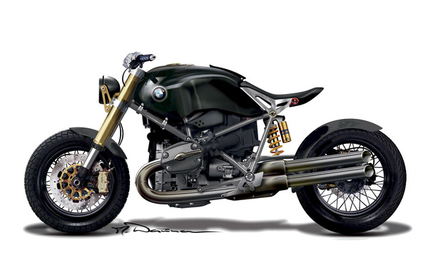 Black BMW Motorcycle Stock Photo