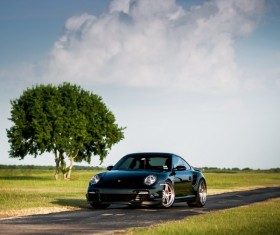 Black Ferrari sports car Stock Photo