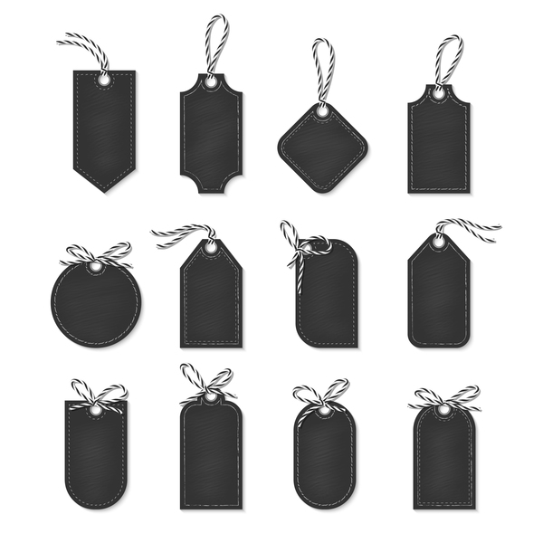 Black blank tags vector set