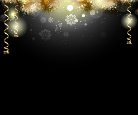 Black christmas background with golden decor vector