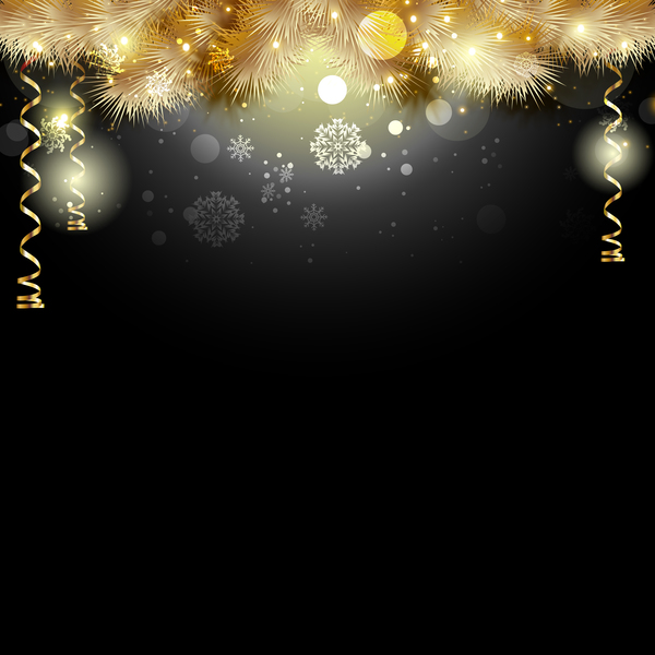 Download Black Christmas Background With Golden Decor Vector Free Download PSD Mockup Templates