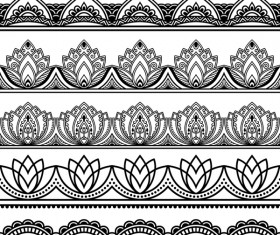 Black floral seamless borders vector 02