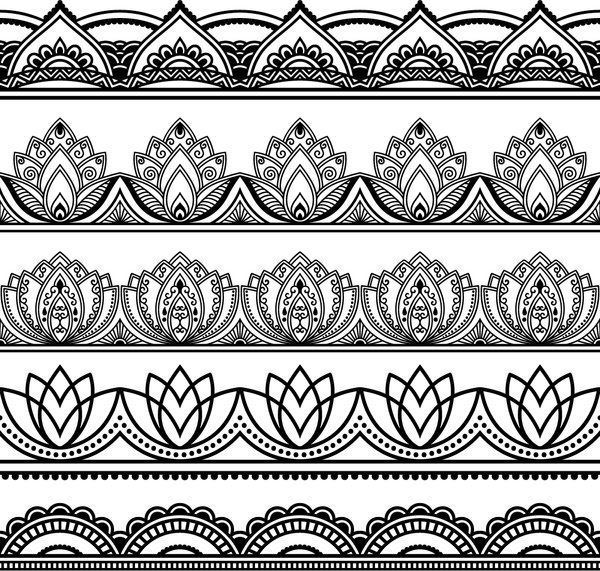 Black floral seamless borders vector 02