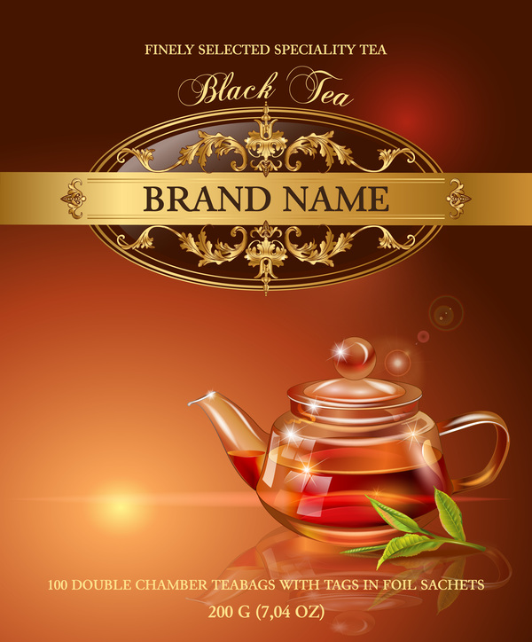 Black tea poster template vector