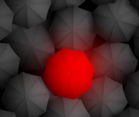 Black with red umbrellas vector background 03