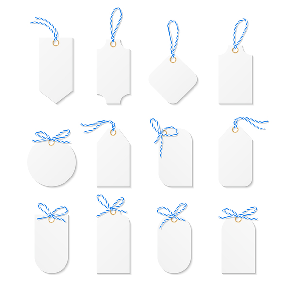 Blank white tags vector set 02
