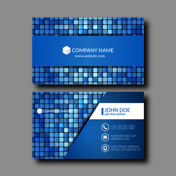 Blue business card vector template