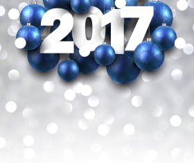 Blue christmas ball with 2017 new year shining background vector 04