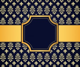 Blue decoration pattern background with golden frame vector