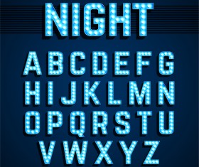 Blue neon alphabet vector design