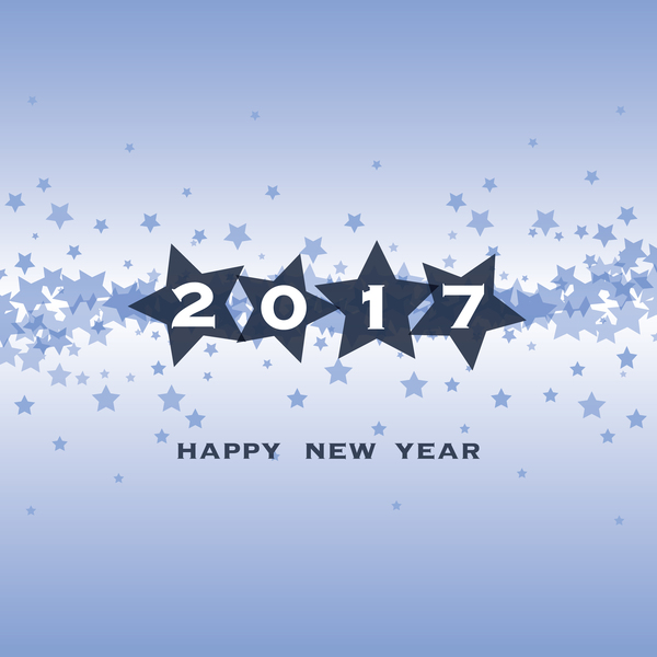 Blue styles 2017 new year background with stars vector