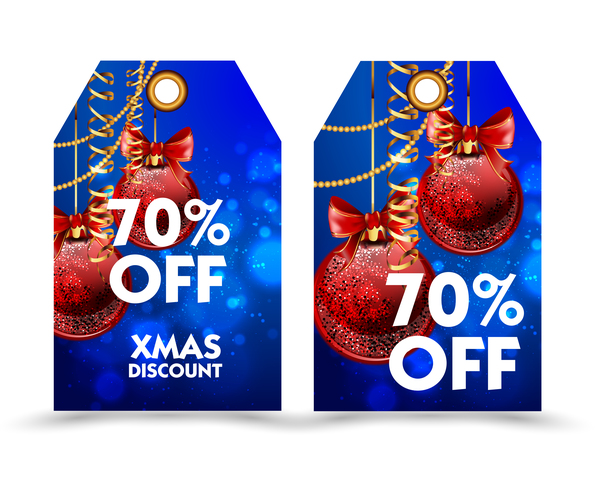 Blue styles christmas discount tags vector