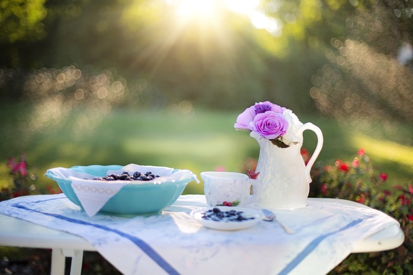 Blueberry Cream Dessert Breakfast Stock Photo