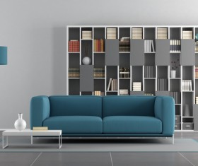 Bookcase with sofa interior design HD picture