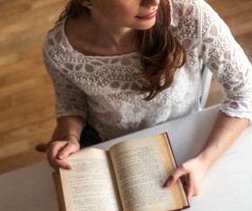 Books with women Stock Photo