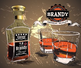 Brandy retro poster vector 01