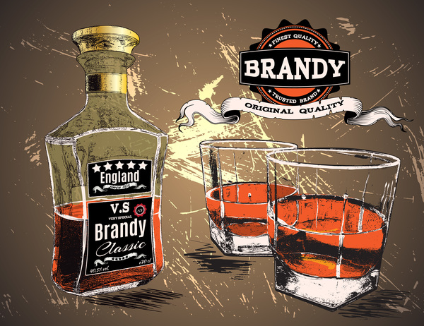 Brandy retro poster vector 01