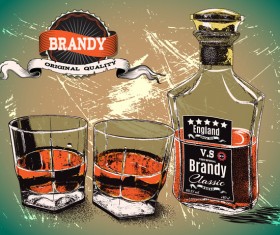 Brandy retro poster vector 02