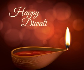 Burning diya with diwali holiday vector template 05