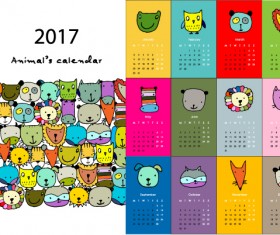 Calendar 2017 cartoon styles vector material 01
