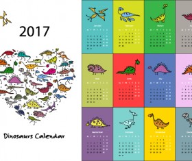 Calendar 2017 cartoon styles vector material 02