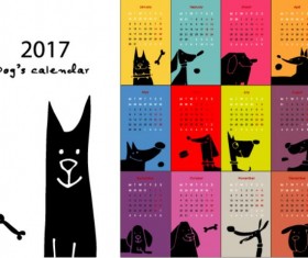 Calendar 2017 cartoon styles vector material 03