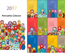 Calendar 2017 cartoon styles vector material 04