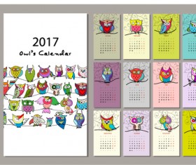 Calendar 2017 cartoon styles vector material 05