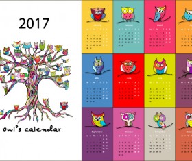 Calendar 2017 cartoon styles vector material 06