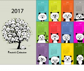 Calendar 2017 cartoon styles vector material 07