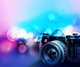 Camera with blurred background Stock Photo