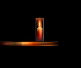 Candles and dark background vector material 01