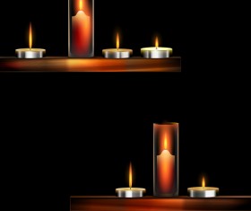 Candles and dark background vector material 02