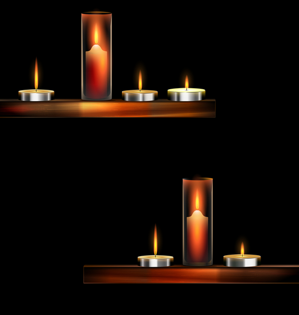 Candles and dark background vector material 02