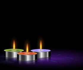 Candles and dark background vector material 03
