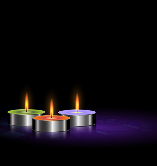 Candles and dark background vector material 03