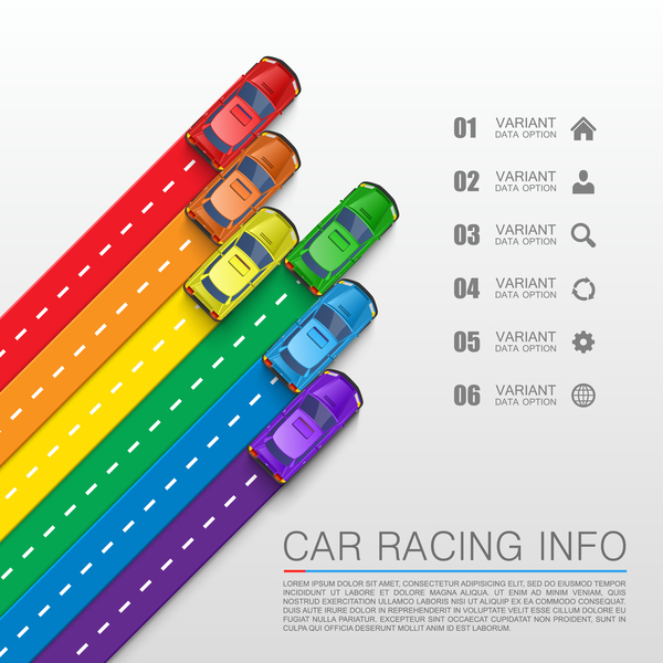 Car racing infographic vector set 02