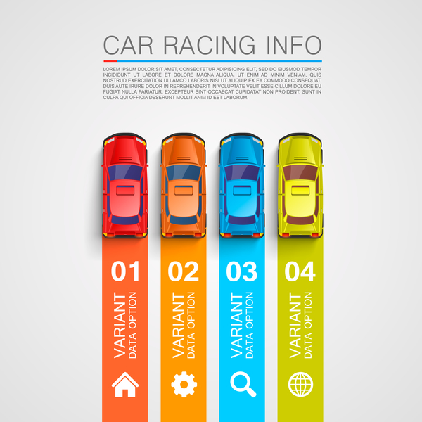 Car racing infographic vector set 03