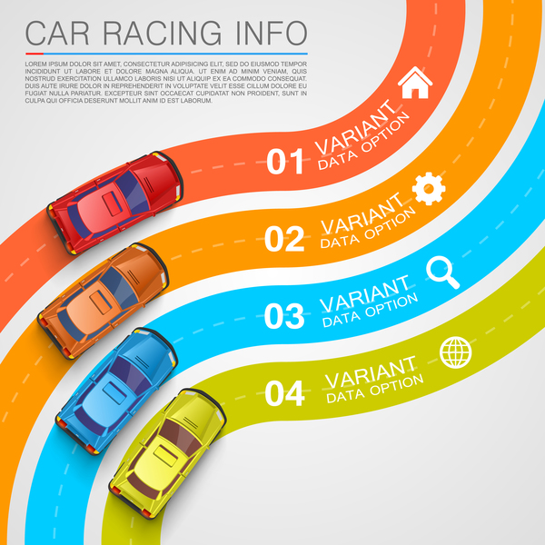 Car racing infographic vector set 06