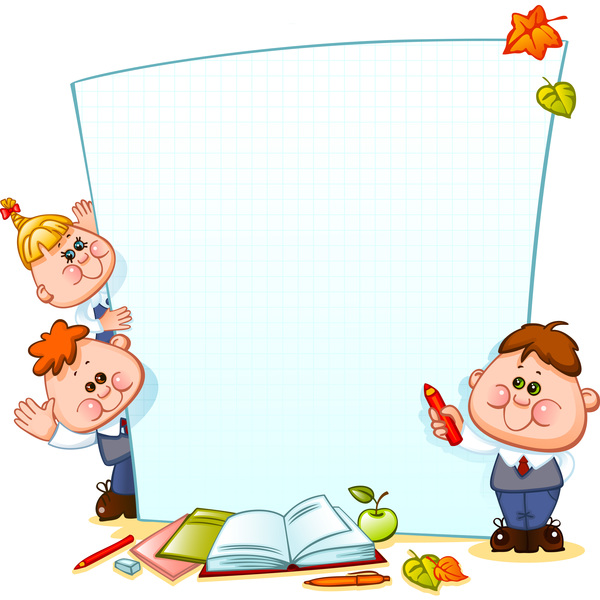 Cartoon school children with blank paper vector 06 free download