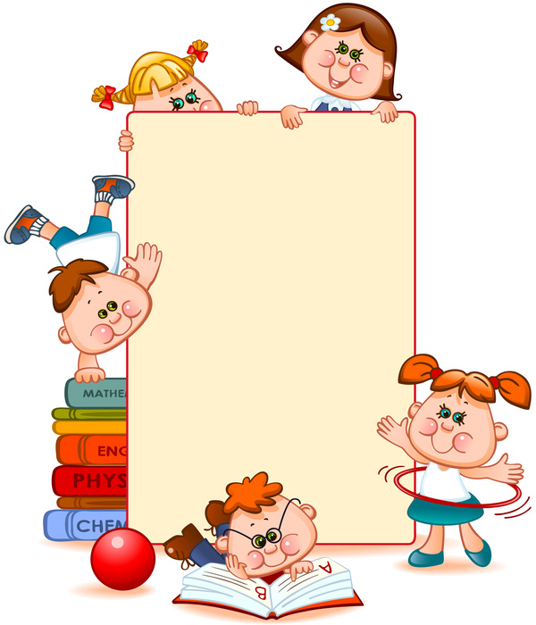 Cartoon school children with blank paper vector 07 free download