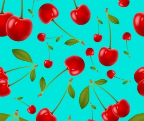 Cherries and leaves vector seamless pattern 02