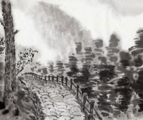 Chinese classical bamboo ink painting Stock Photo free download