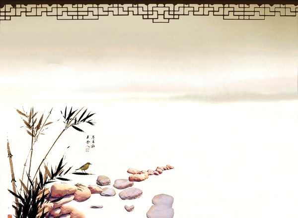 Chinese classical bamboo ink painting Stock Photo