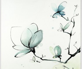 Chinese feng shui ink painting magnolia